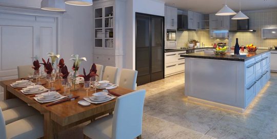 3d rendering interior contemporary kitchen