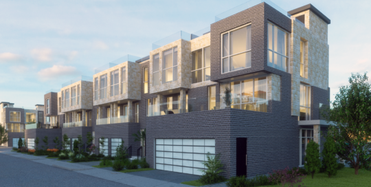 townhouse at dusk - 3d rendering
