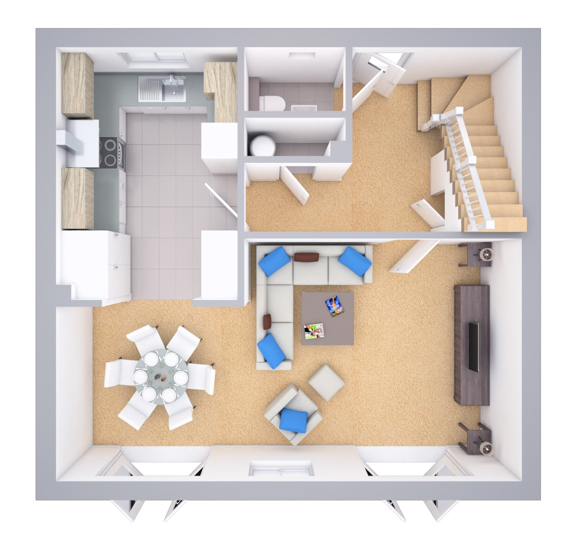 3d rendering floor plan modern home